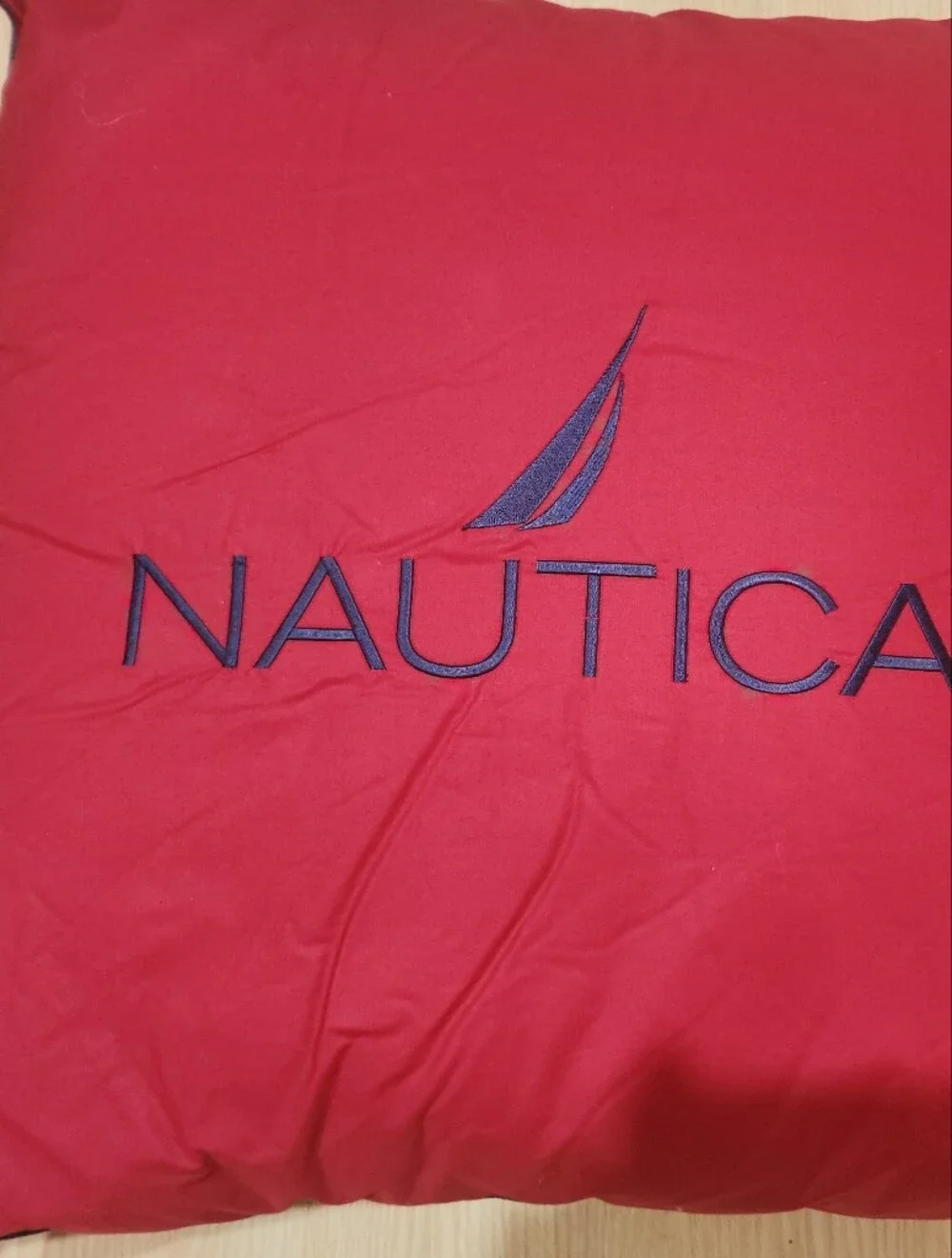 Nautica Red Square Floor Cushion with Navy Logo23x23